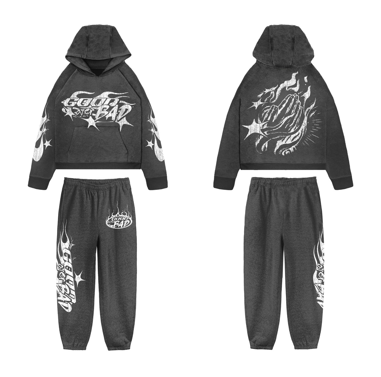 GOOD OVER BAD FLAMING HANDS SWEATSUIT